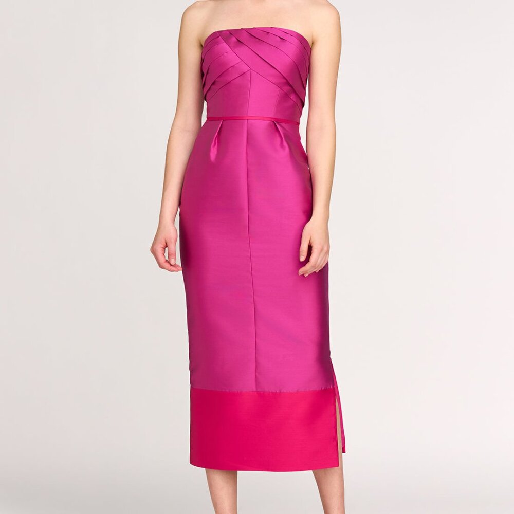 NEW Kay Unger Tea-Length Cerise/Bright Pink Dress